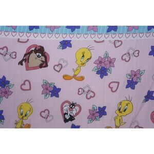 Looney Toons Pink Twin Sheet Cartoon Characters Tweety Sylvester Tasmanian